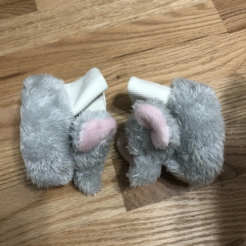 Fuzzy Elephant Rattle Slippers Baby Infant